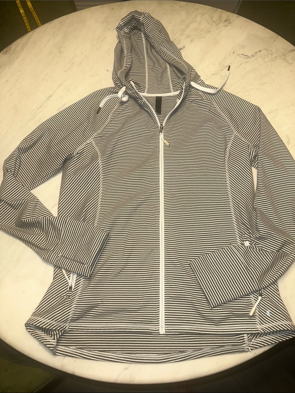 Zyodan stripe  gray and white zip up jacket size XL